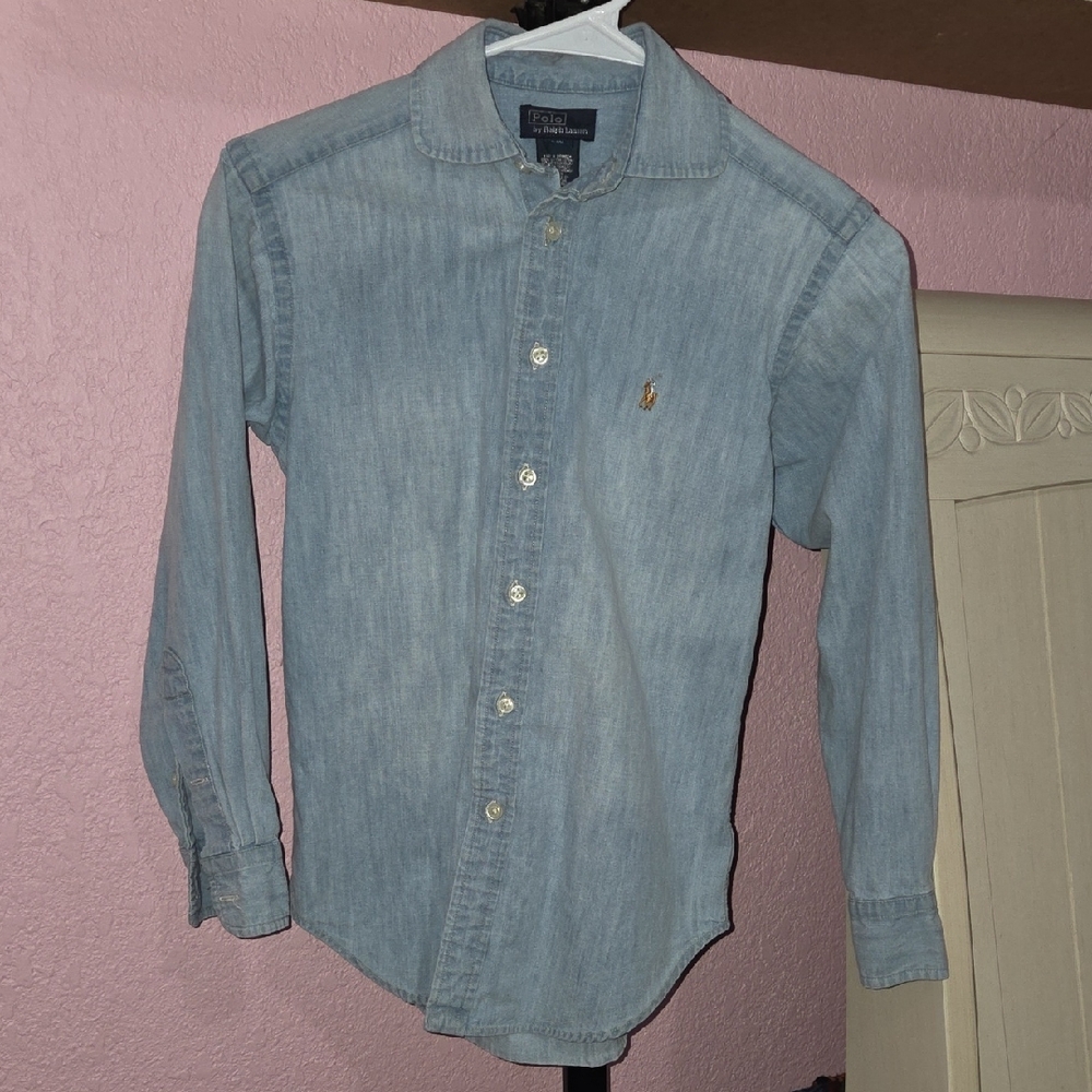 Polo by Ralph Lauren Cotton Chambray Shirt Light Blue 100% Cotton